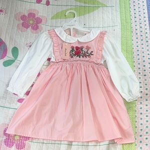 Adorable Pink Floral Kids Dress with Embroidery